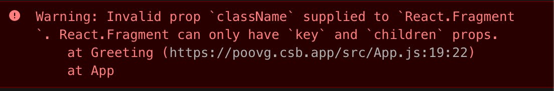 Invalid prop supplied to React.Fragment